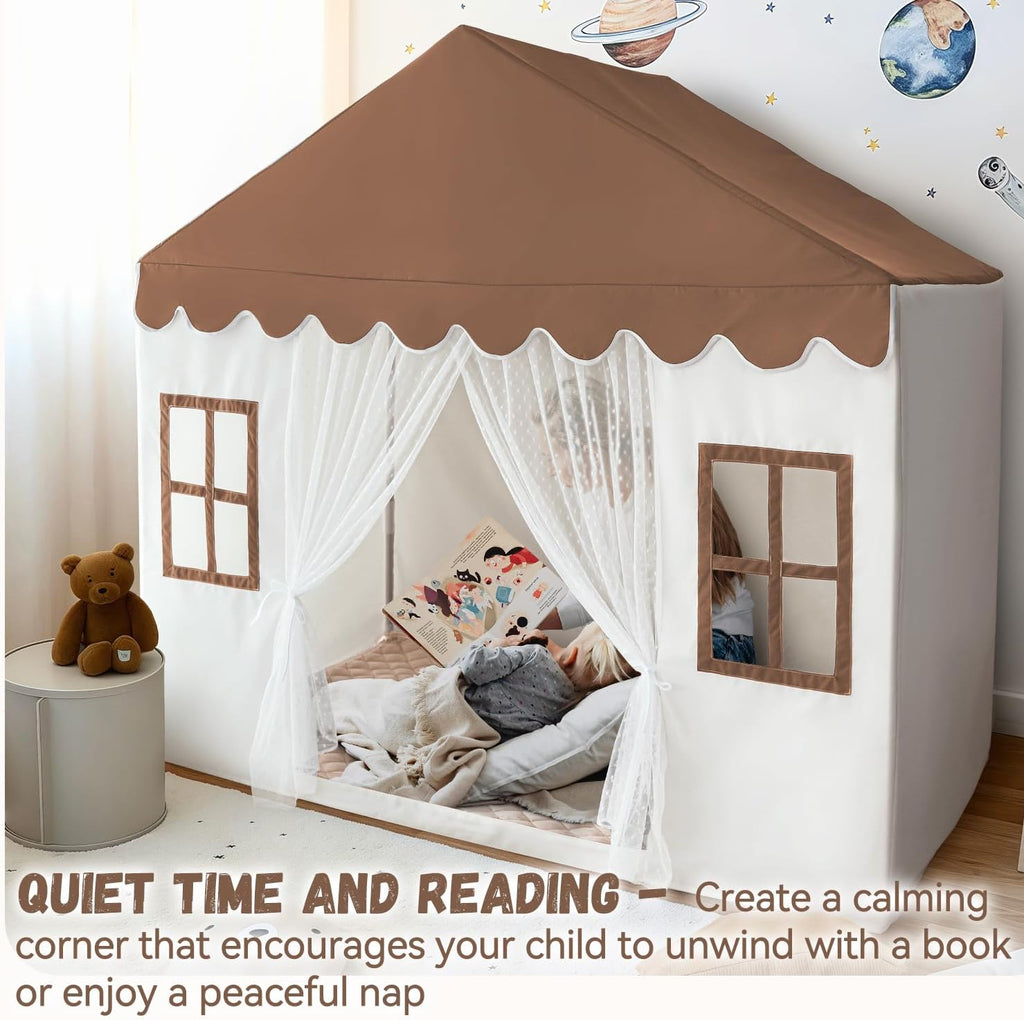 Kids Play Tent with Mat, Large Playhouse Play Tent Indoor for Girls Boys