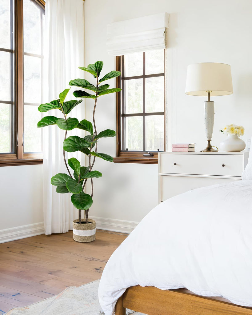 Artificial Fiddle Leaf Fig Tree 5FT with Cotton Basket