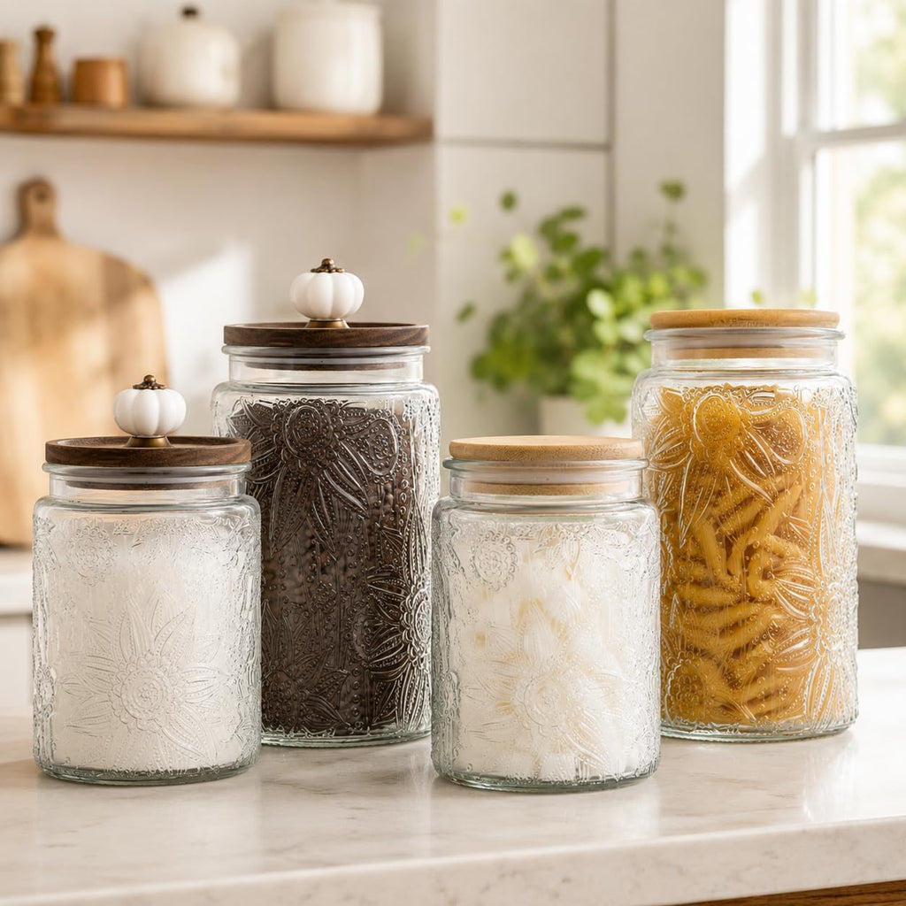 23.7 Fl oz Glass Jar with Lid, Coffee Canister, Decorative Mason Jar