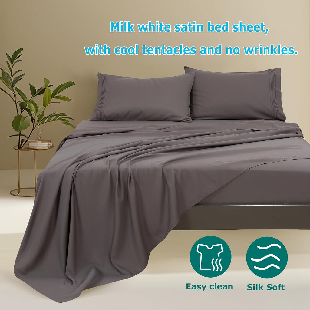 Deep Pocket Queen Sheet Set - 4 Piece QueenSize Bed Sheets - Breathable & Cooling - Hotel Luxury-Easy Care Moisture