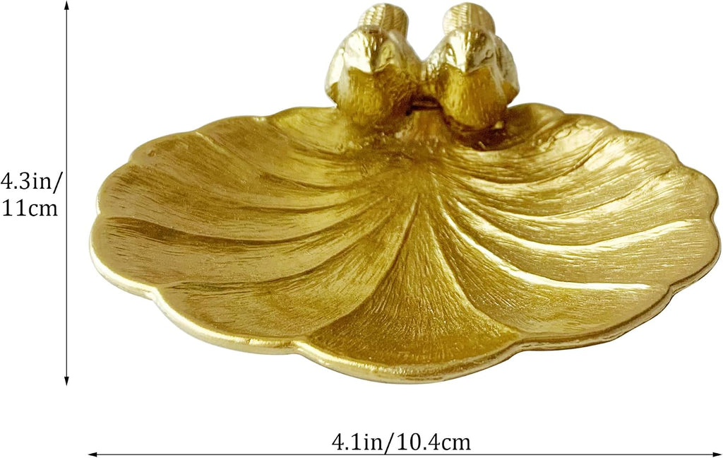 Metal Bird Ring Holder Stand, Mini Jewelry Dish Tray, Gold Jewelry Organizer, Trinket Dish Vanity Tray Small