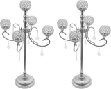 2 Packs 5 Arms Crystal Candelabra Wedding Centerpieces for Tables, candelabros para centros de mesa Set with