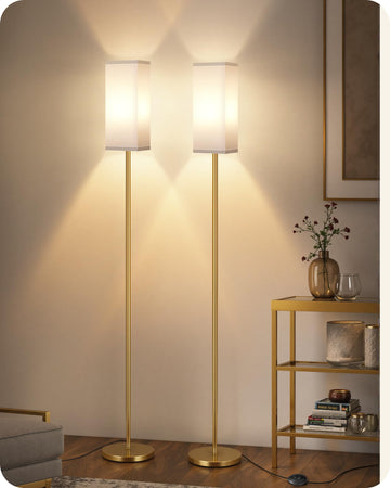 2Pack Floor Lamp, Pole Lamp with Foot Switch, Modern Standing Lampshade, Minimalist Freestanding Lamp (Bulb Not