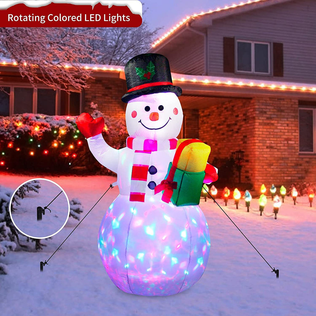5 Ft Inflatable Snowman Christmas Outdoor Decoration Blow Up Snowman with Upgrade Rotating LED Lights for