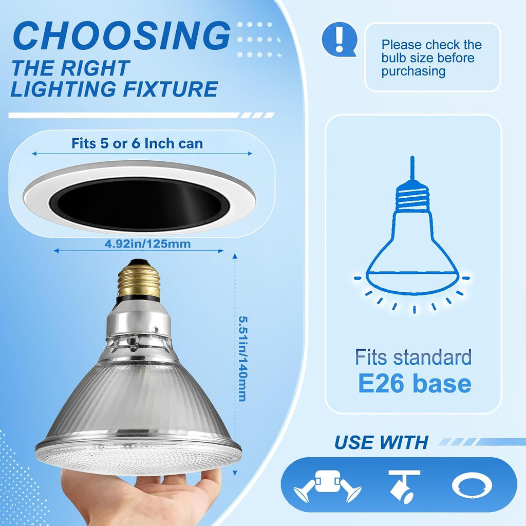 LED Light Bulbs PAR38 Full Glass, 27W=300W Equivalent 4000 Lumens Ultra Bright 20000 Hours Classic Flood Light Bulbs