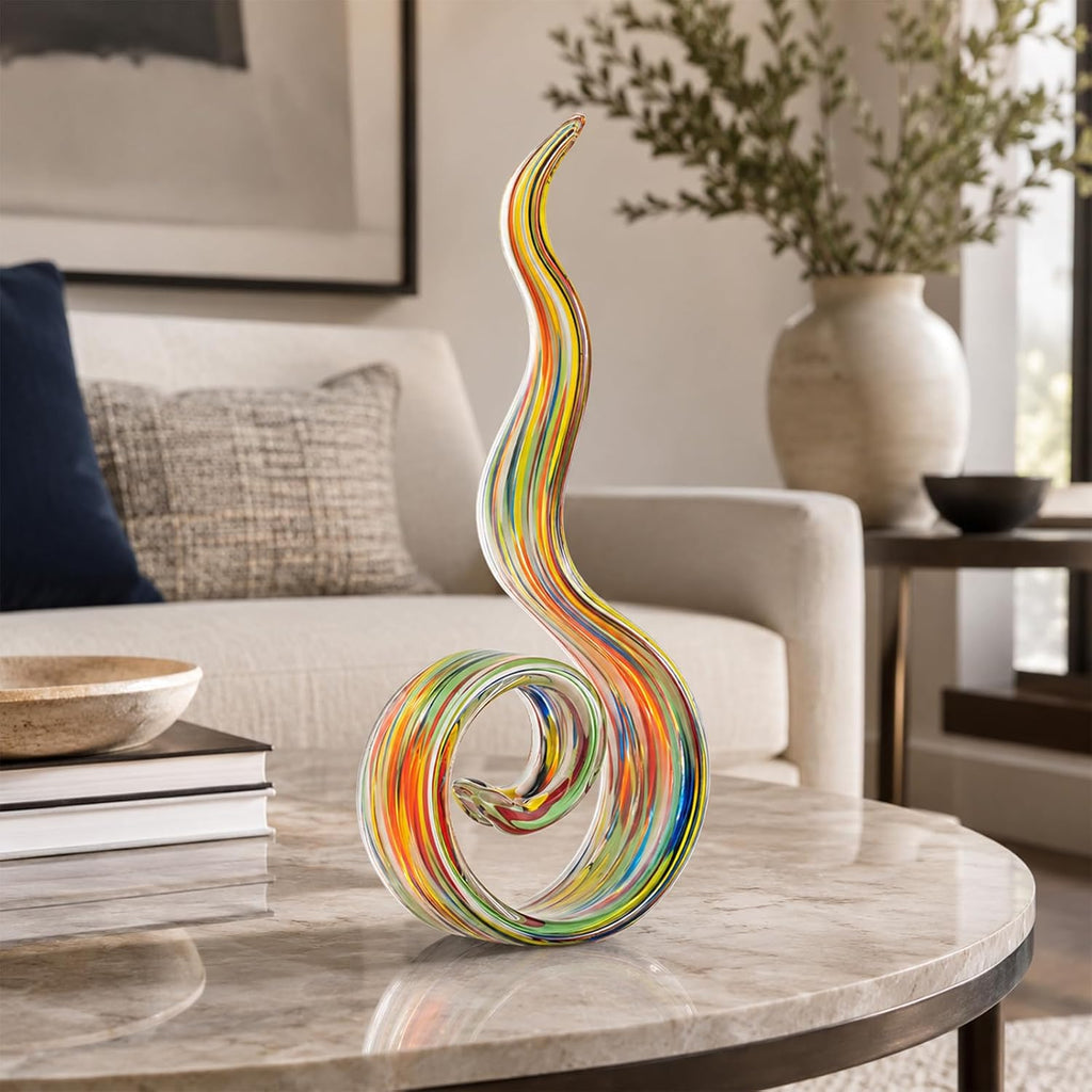 Hand Blown Glass Sculptures 11.4 in H Abstract Art s Murano-Style Home Decor Coffee Tables TV Stands