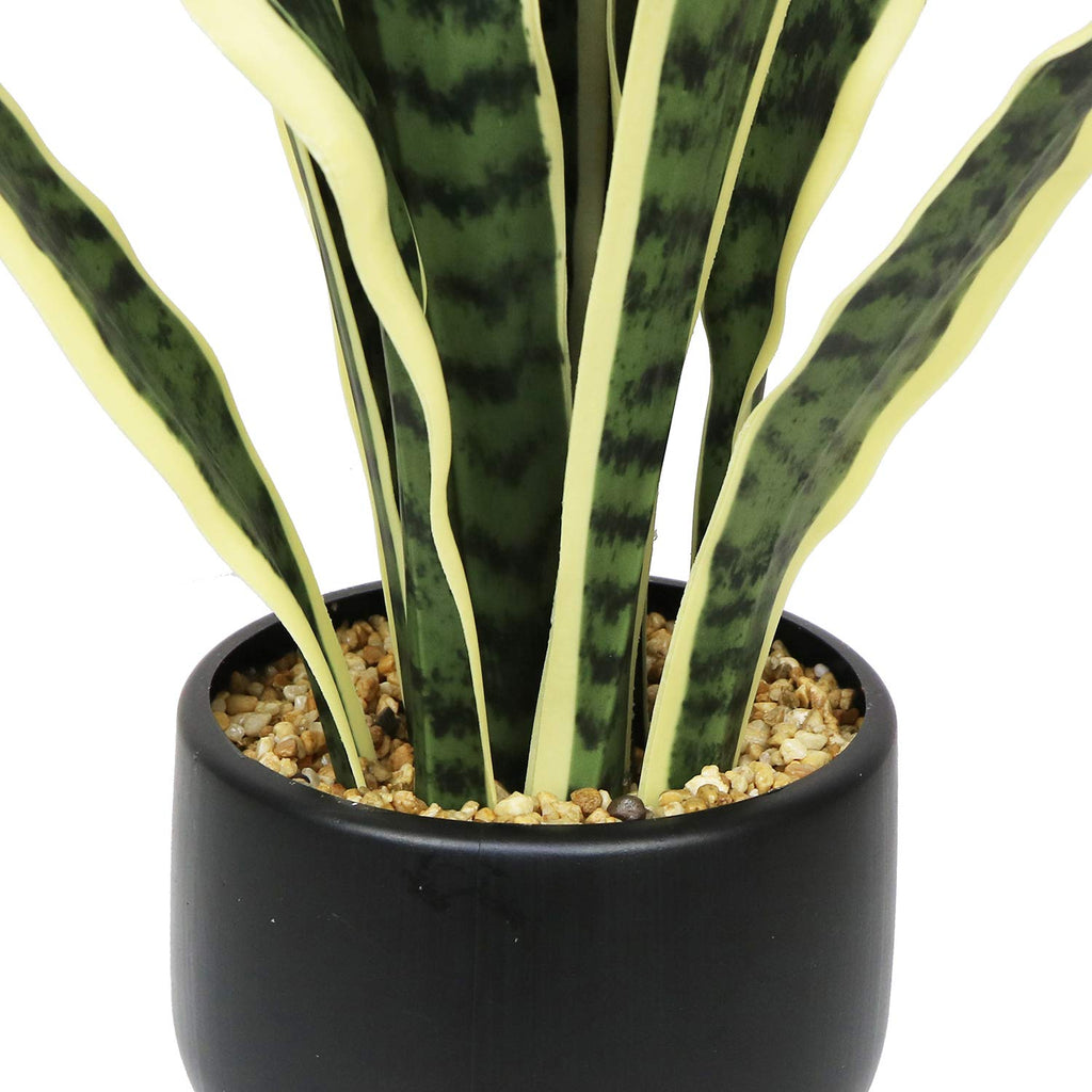 Artificial Snake Plant with Potted 23.6" Fake Plastic Sansevieria Faux Plants in Pot for Outdoor Window Box Verandah