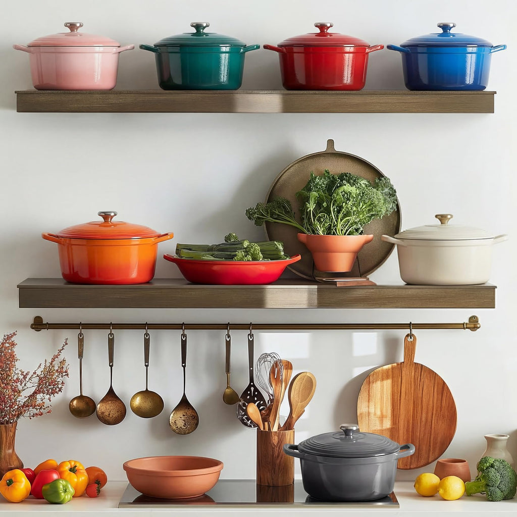 Enameled Cast Iron Dutch Oven - 5.5QT Pot with Lid Cookbook