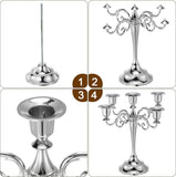 Candelabra Candle Holders, 5 Arm Metal Candlestick Stand for Taper Candles, 10.5 inch Tall Candle StandDecor, Silver