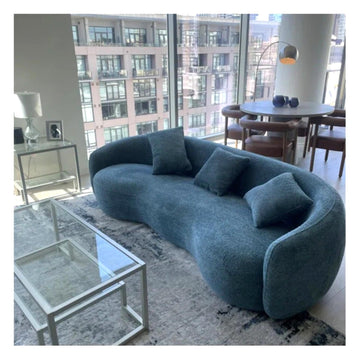 Curved Sofa Couch, 93.6" 3-Seater ModernCouch CurvedSofas Boucle Sectional SofaCouch, Comfy Cloud Upholstered