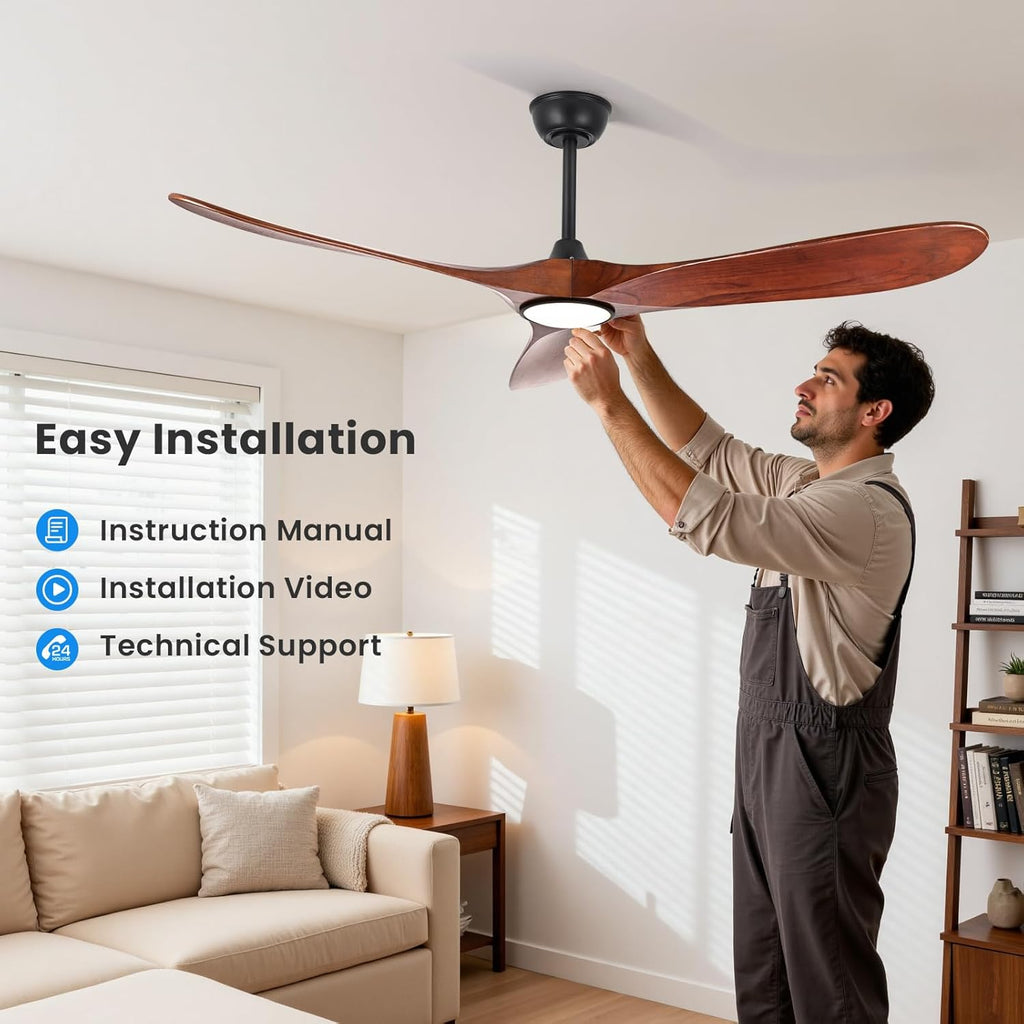 60 Inch Outdoor Ceiling Fan with Light and Remote