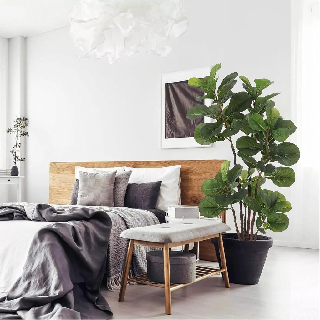 Faux Fiddle Leaf Fig Tree, 4 Ft Artificial Ficus Lyrata Plant