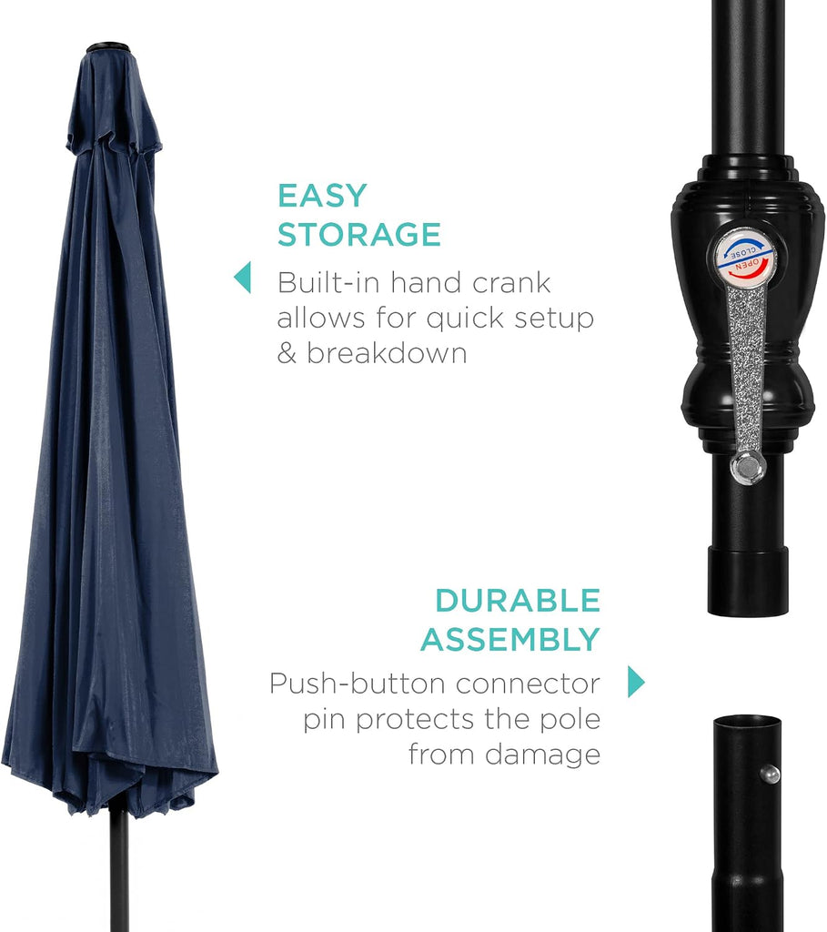 10ft Outdoor Patio Umbrella, Outdoor Table Umbrella, Yard Umbrella, Market Umbrella with 6 Sturdy Ribs, Push Button