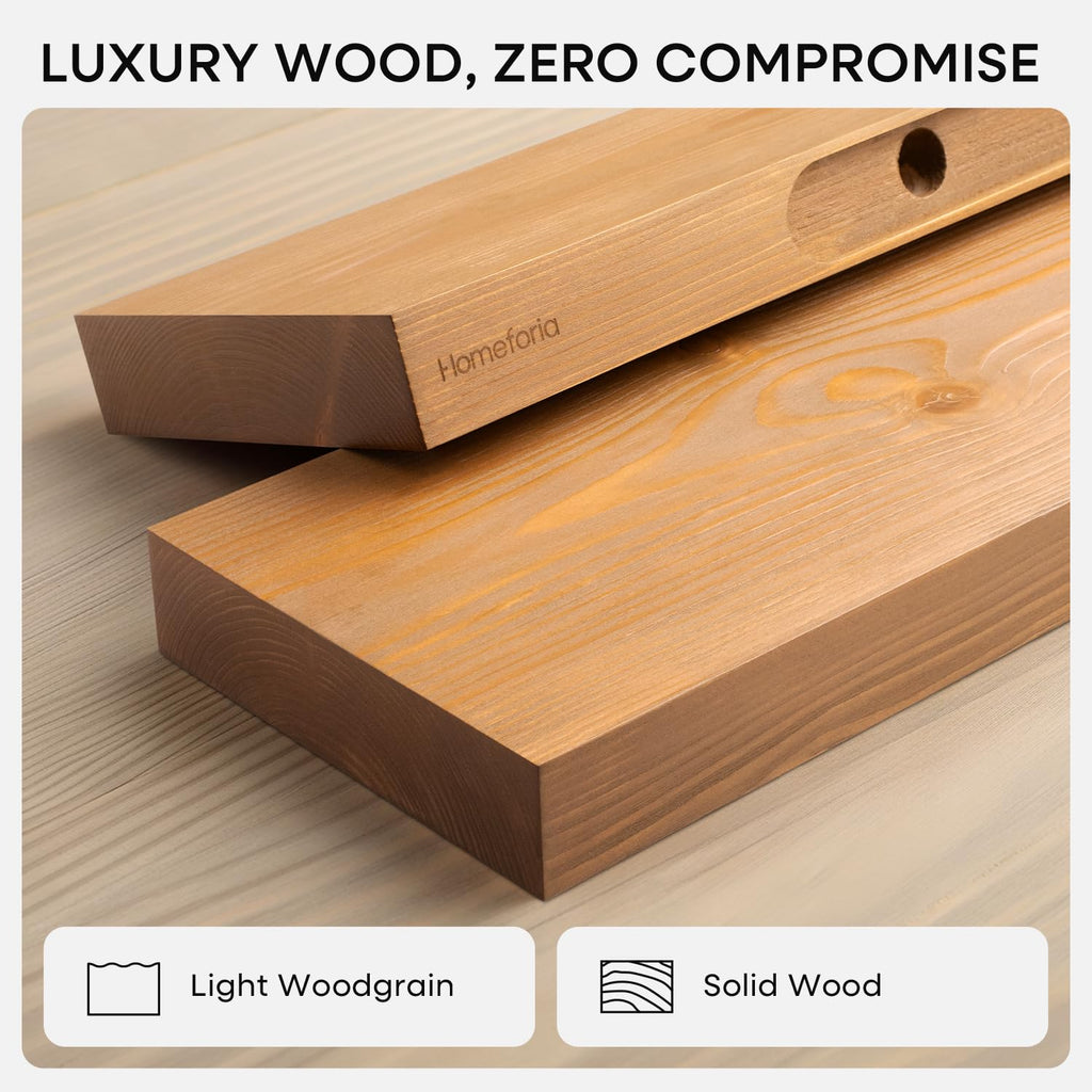 24 Inch Floating Shelves, High-End Solid Pine Wood, Set of 2