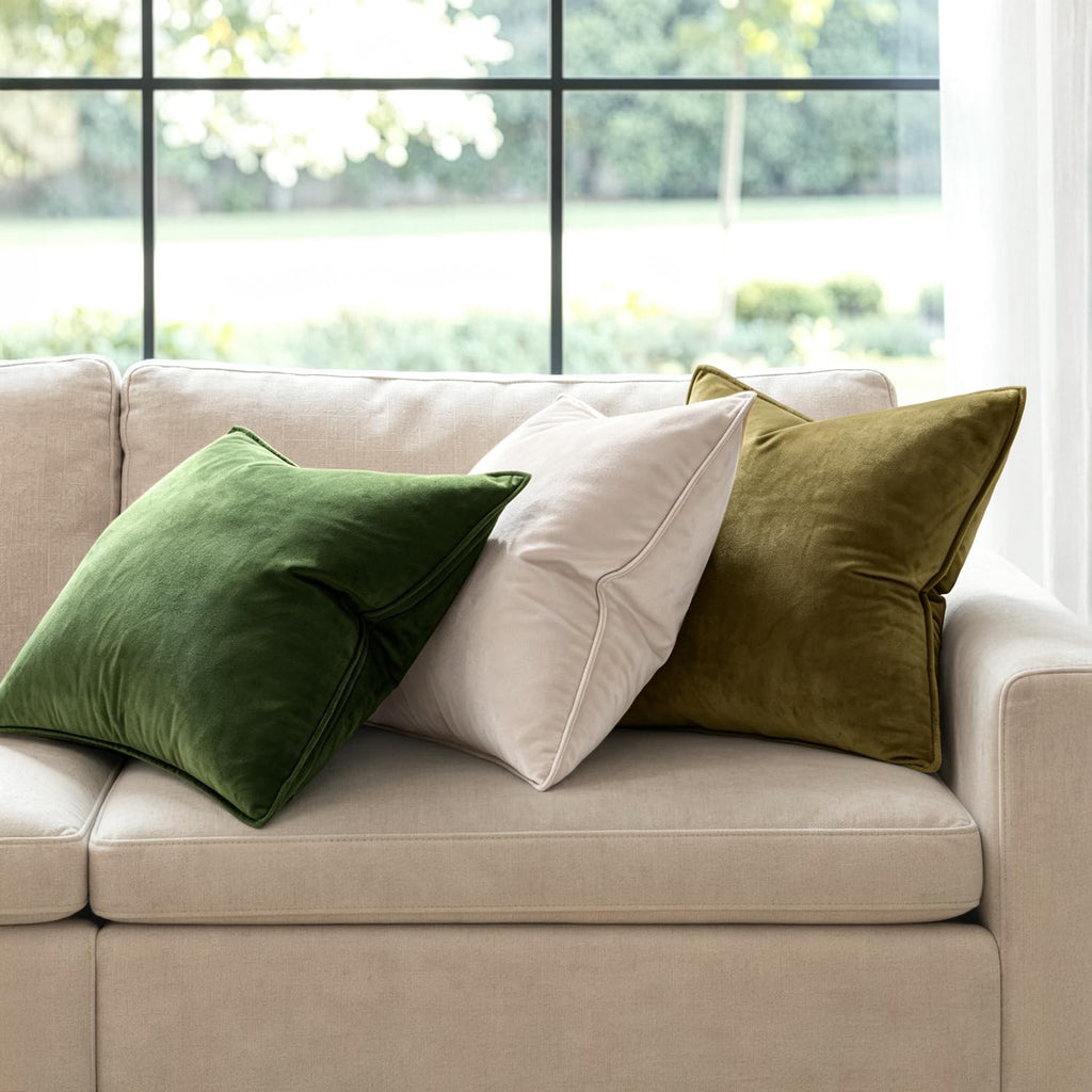 Decorative Olive Green Velvet Throw Pillow Covers for Couch 22x22 in