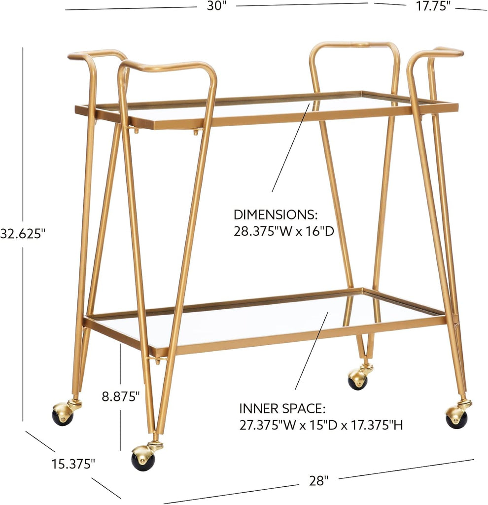 Gina Mid-Century Bar Cart, Gold