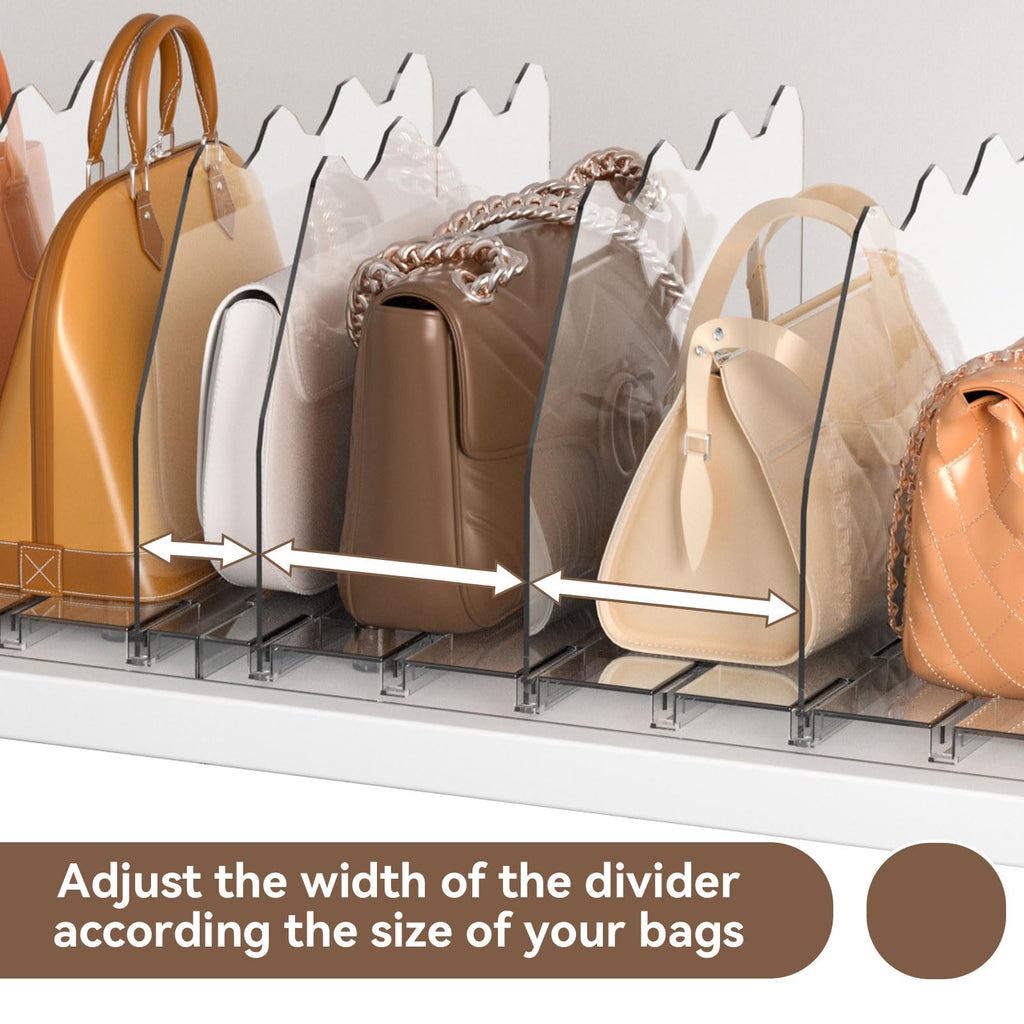 Adjustable Shelf Dividers for Closet, Purse Organizers for Bag, Clear