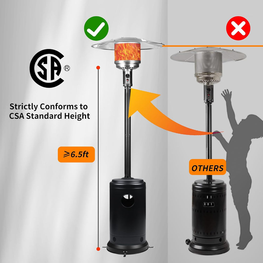 50,000 BTU Propane Patio Heater with Wheels - Outdoor Gas Heater for Backyard, Garden & Restaurant, Powder-Coated