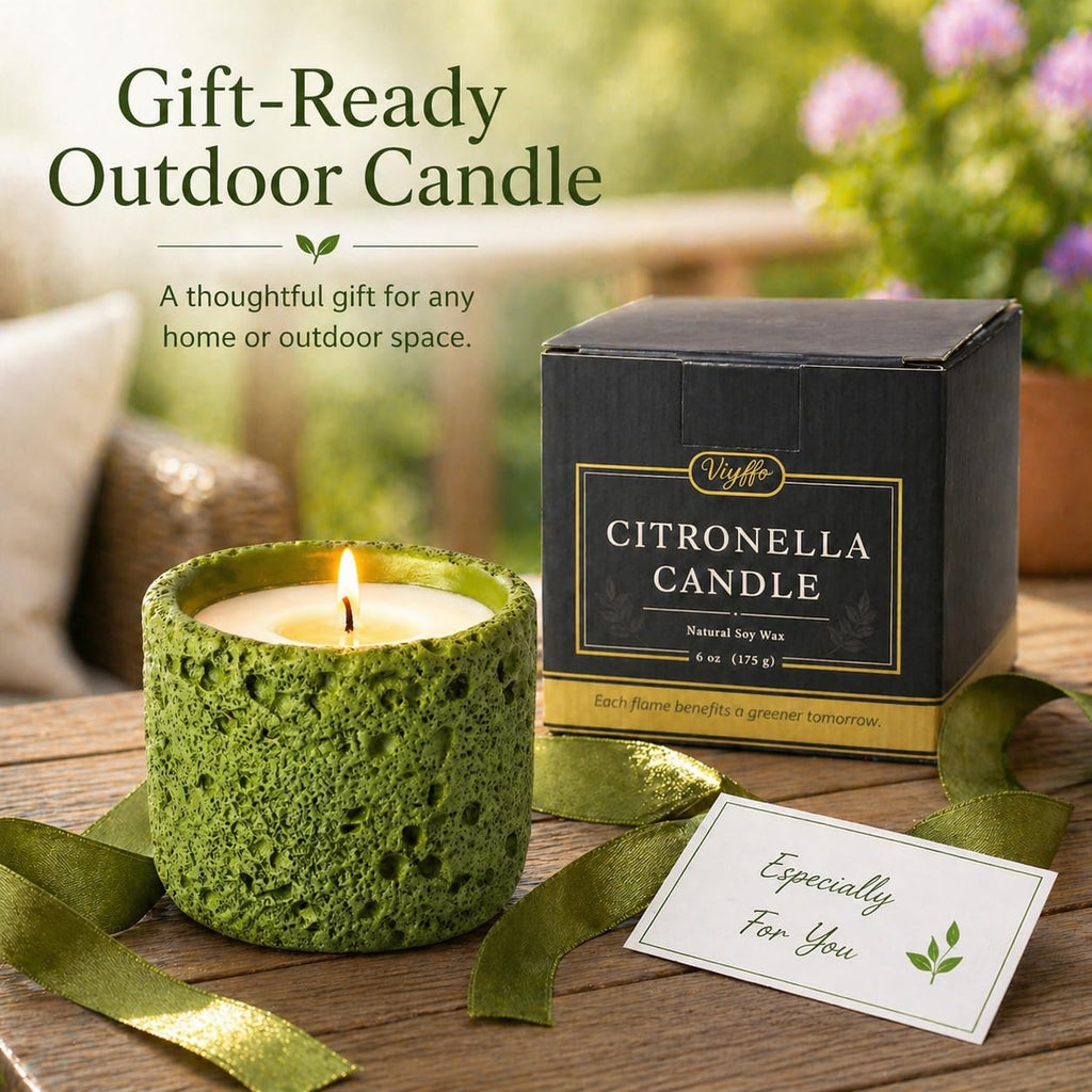6oz Citronella Candle Outdoor, Small Citronella Candle Indoor, Candles Scented, Non Toxic Soy, Green Ceramic Jar