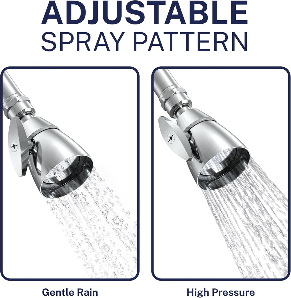 Solid Metal 2 Inch High Pressure Shower Heads - CHROME - 2.5 GPM Shower Heads High Pressure