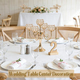 5 Arm Metal Crystal Candelabra Centerpiece - 13.4 Inch Elegant Candle Holder with Crystal Beadsable Decoration (2, Gold)