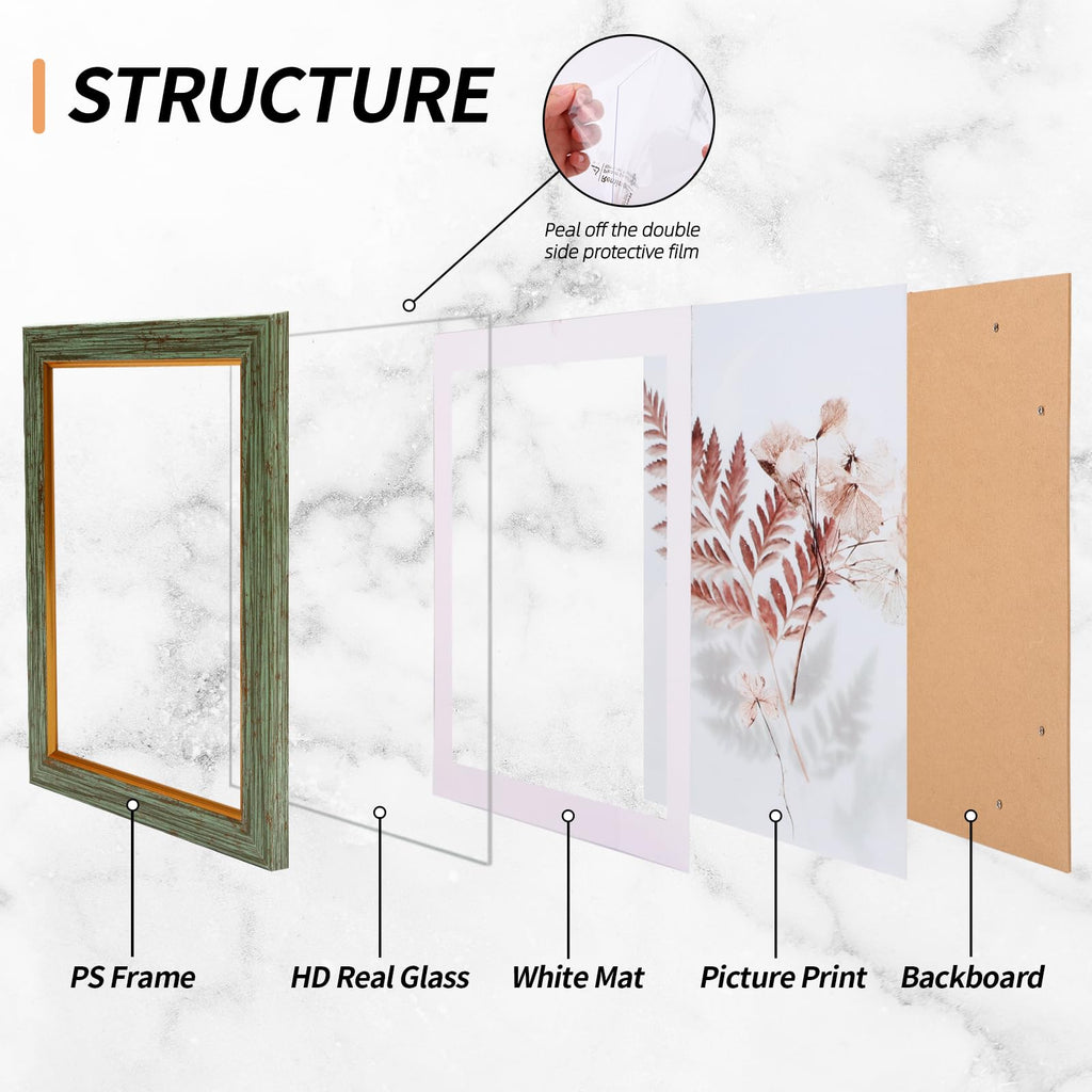 5x7 Picture Frame Set of 5 with Tempered Glass, Multicolor