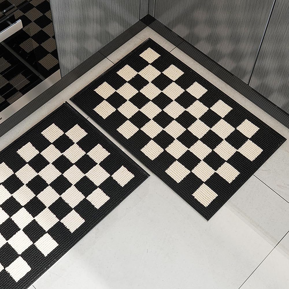 GIB Kitchen Rugs Mats for Floor Set of 2, Non Slip/Skid Kitchen Runner Rugs, Super Absorbent Machine Washable Soft