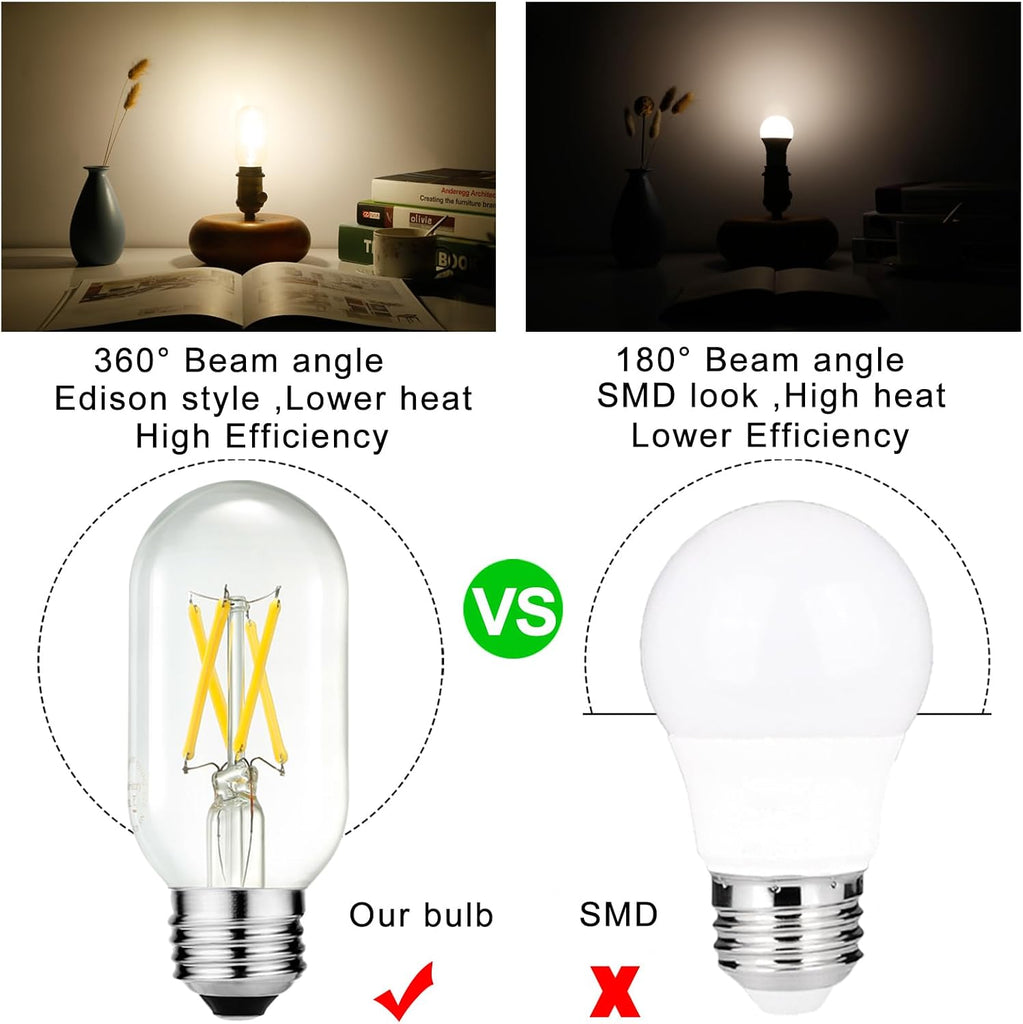 T45 E26 Led Bulb 60 watt,Edison Bulbs,Neutral White 4000K,Clear