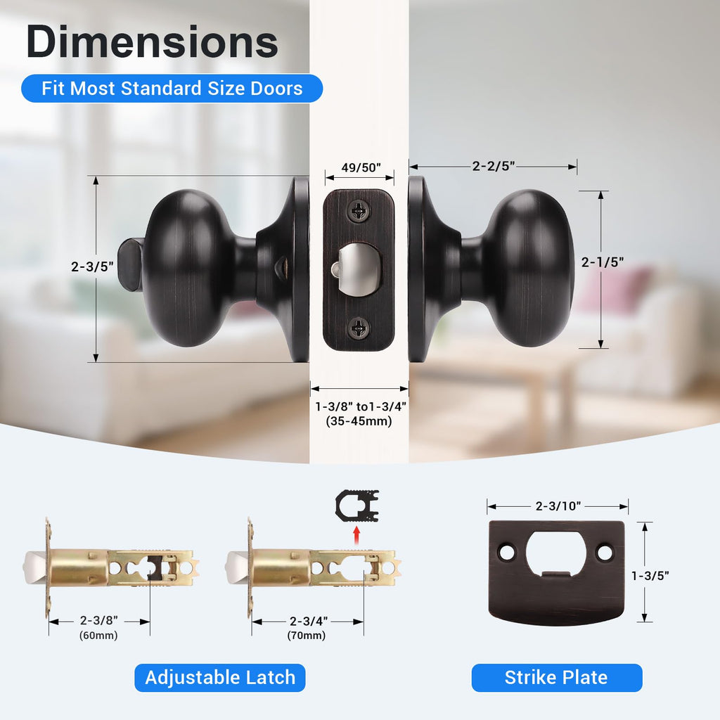 5 Pack Keyed Entry Door Knobs with Same Keys, Modern Door Knob Keyed Alike, Exterior Locking Door Knobs with Keys