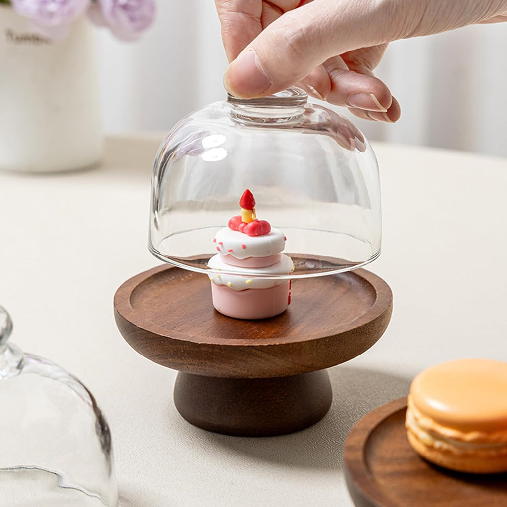 2 sets 4.1 inch of mini glass dessert cups, equipped with high-foot bases; small glass cake stand; transparent - Set of 4