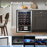 Wine Cooler Refrigerator, Freestanding Wine Fridge with Adjust Temperature（32°F-