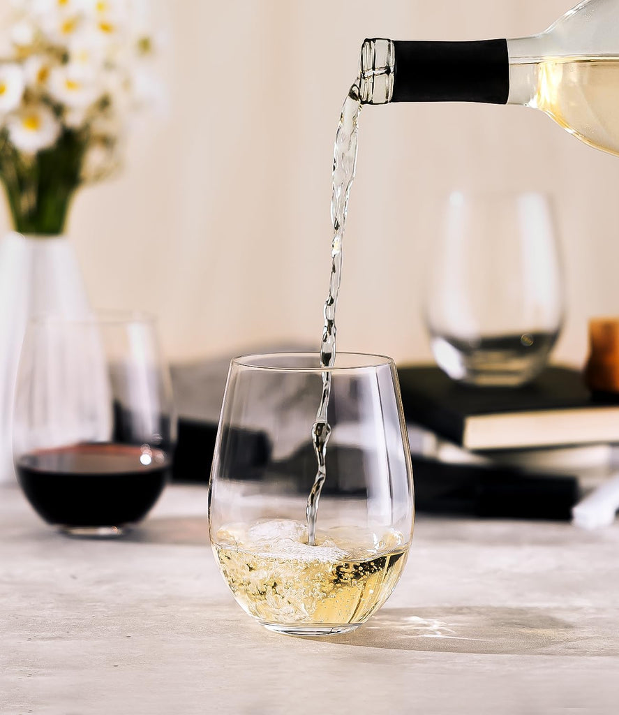 Stemless Wine Glasses, Crystal Red White Wine Glasses for Daily Use, Hosting, Home Bar, Evening Party, Birthdays