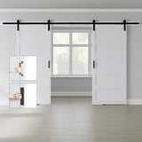 Double 30" x 84" White Barn Door with 10FT Sliding Door Hardware Kit Included, Assemblely Needed, Wa