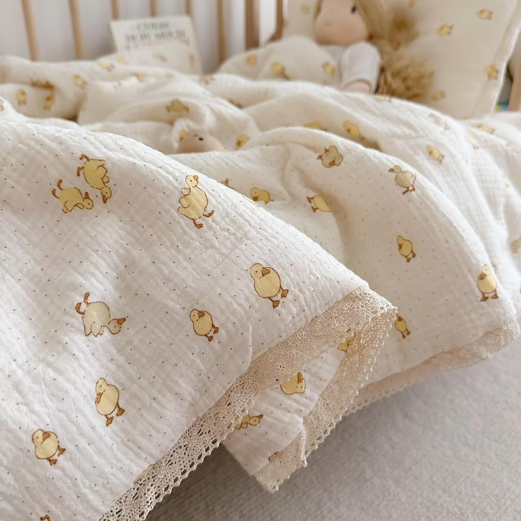 Baby Toddler Muslin Blanket| Crib Baby Quilts| Cot Comforter| Nursery Bed Throw Blanket| Toddler Quilt Blanket | Soft