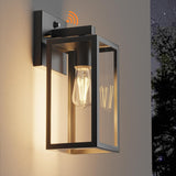 Dusk to Dawn Outdoor Wall Sconce, Black Waterproof Porch Light Fixture with E26 Socket & Glass Shade, Modern Exterior Lantern for Patio Entryway (2 Pack)