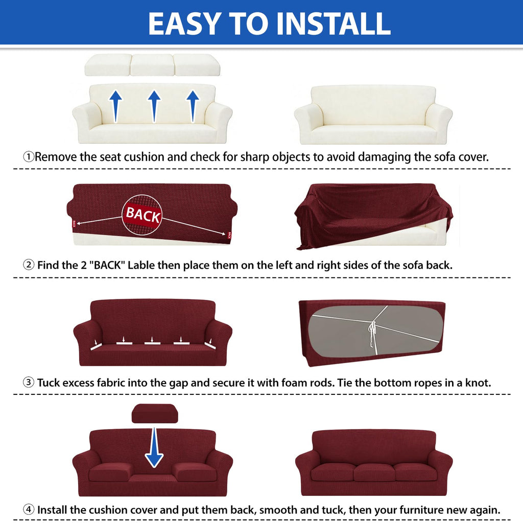 3 Piece Loveseat Covers for 2 Cushion Couch, Super Soft Couch Slipcovers with Seat Cushion Cover Thick Durable