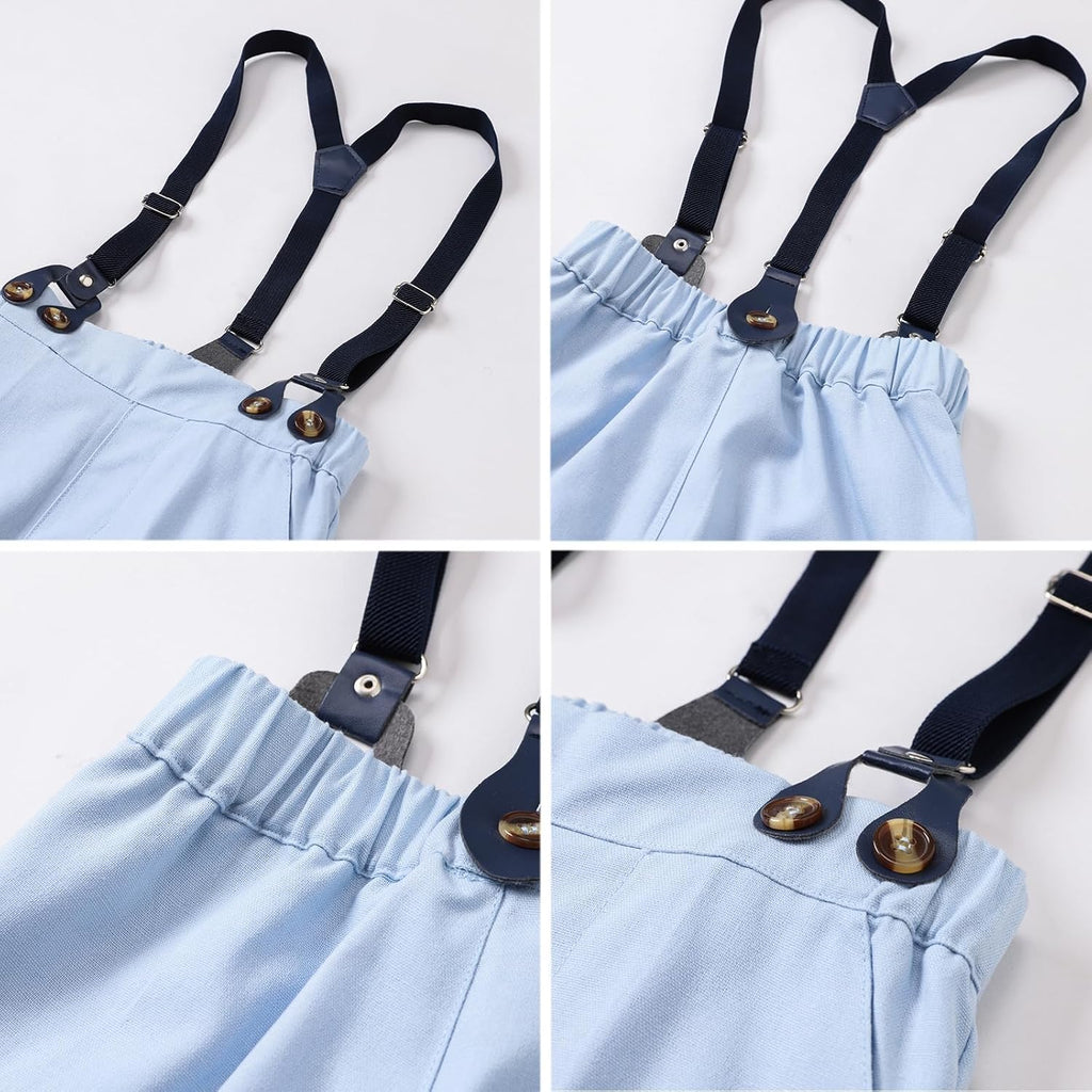 Baby Boy Cotton Linen Suit Wedding Ring Bearer Outfits Shorts Sets