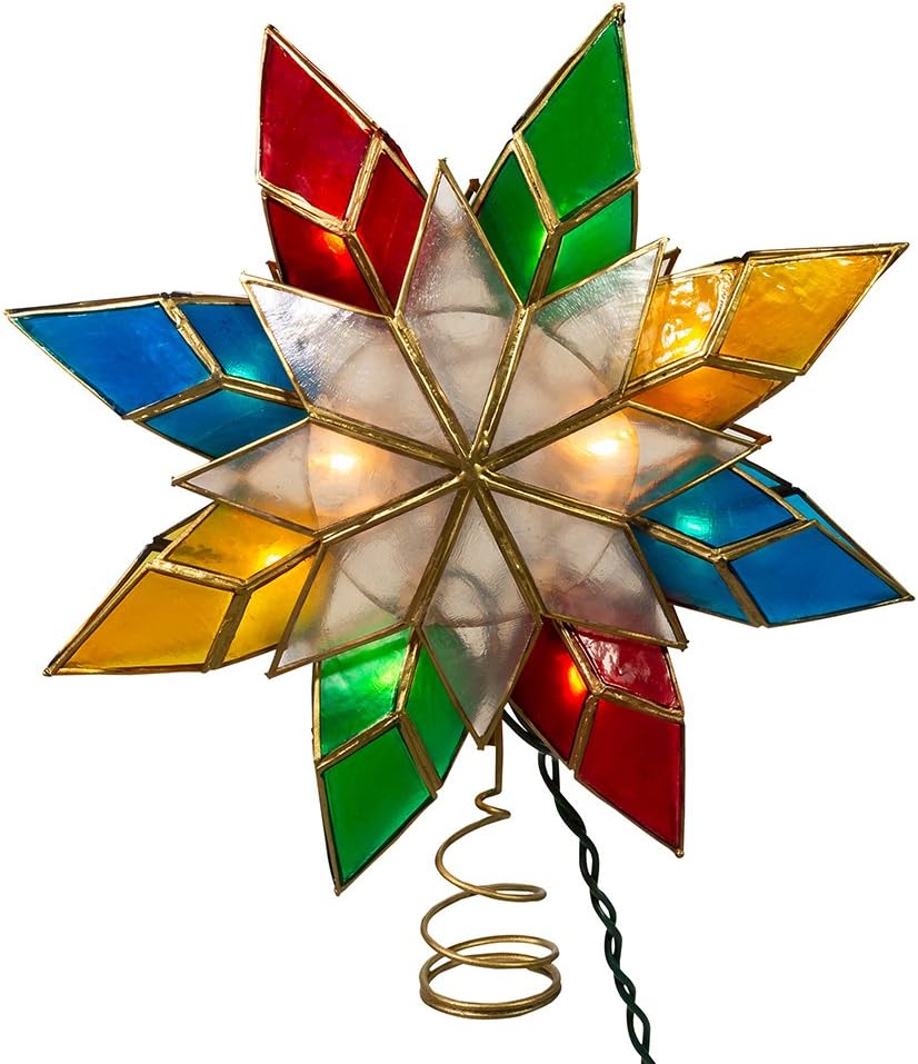10-Light Multi-Color Capiz Star Tree Topper