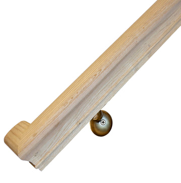 Solid Red Oak Handrail Kit with Wall Returns and Wall Mount Brackets (Matching Screws Included). 6010 Profile