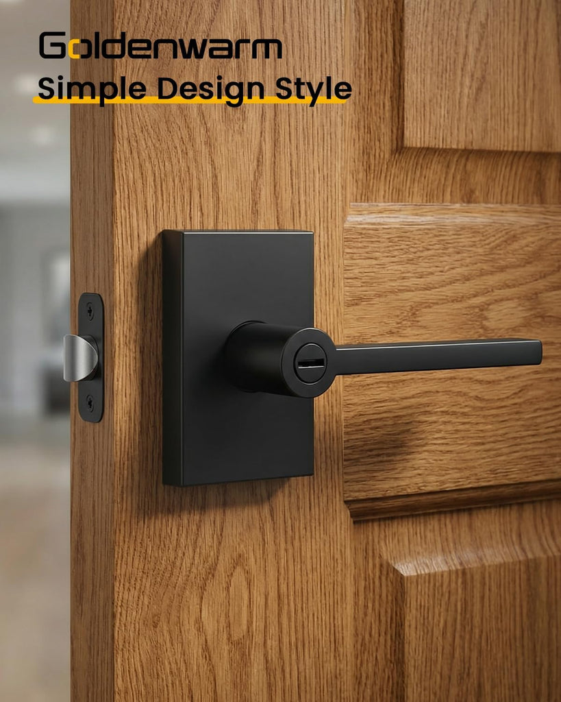 Black Interior Door Handle, Heavy Duty Zinc Alloy Privacy Door Handle Interior, Matte Black Door Levers /Bathroom