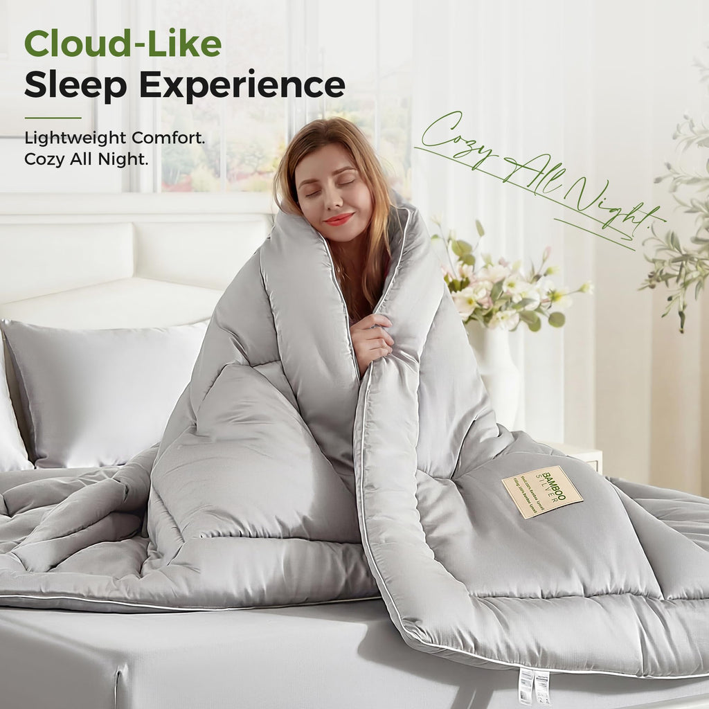 Cooling Comforter Duvet Insert, Hypoallergenic 100% Viscose Derived from Bamboo Shell & Fill - All Season