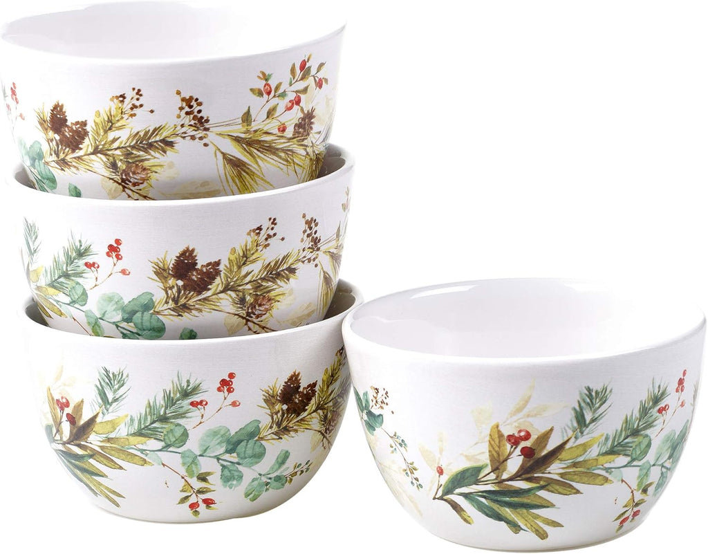 Christmas Story 16pc Dinnerware Set - Service for 4 with Santa Plates, Bowls & Mugs - Vintage Holiday Ceramic Set