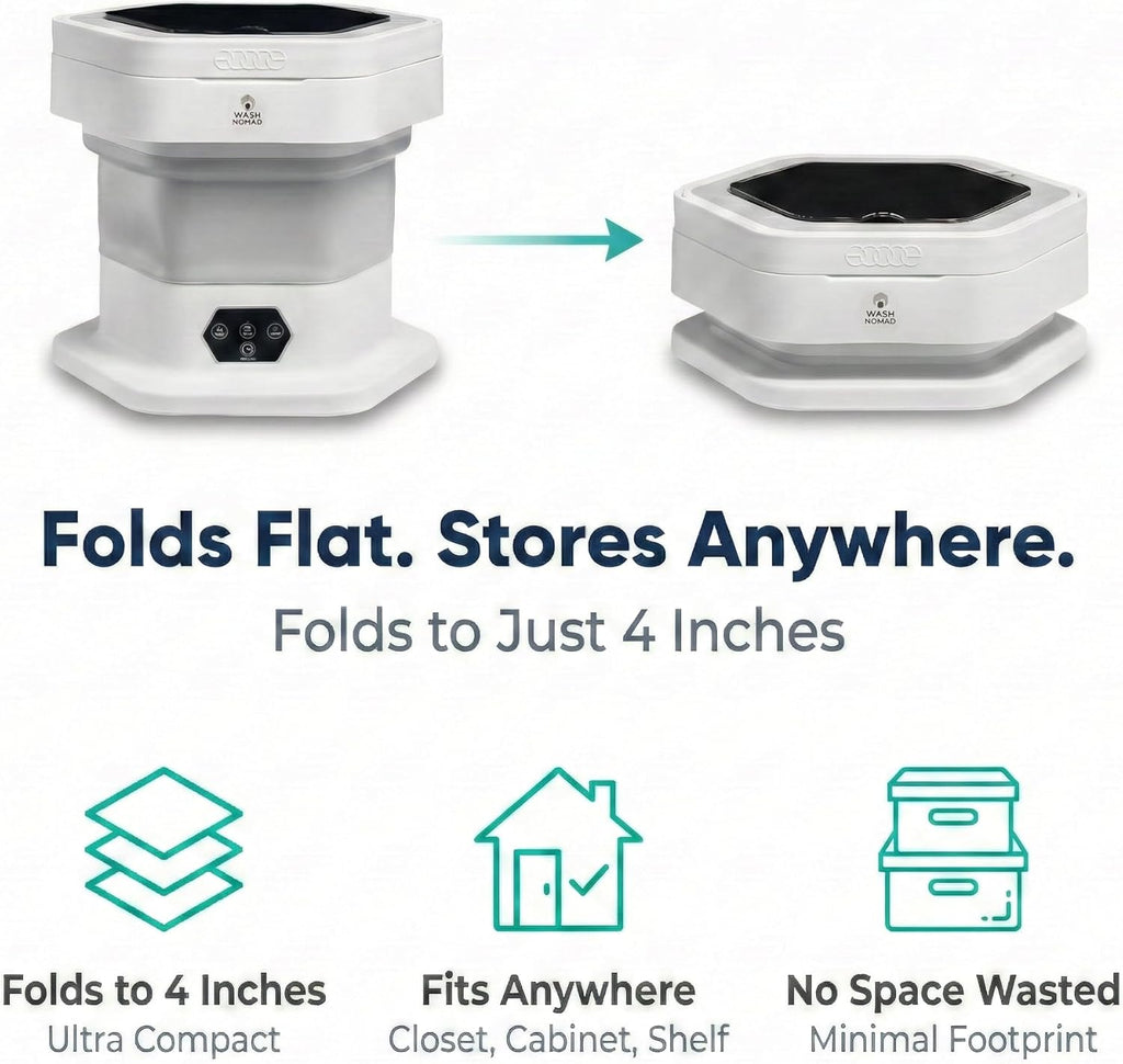 Portable Folding Washing Machine, 12L Mini Washer for Baby Clothes, Underwear, Delicates - Foldable, Quiet
