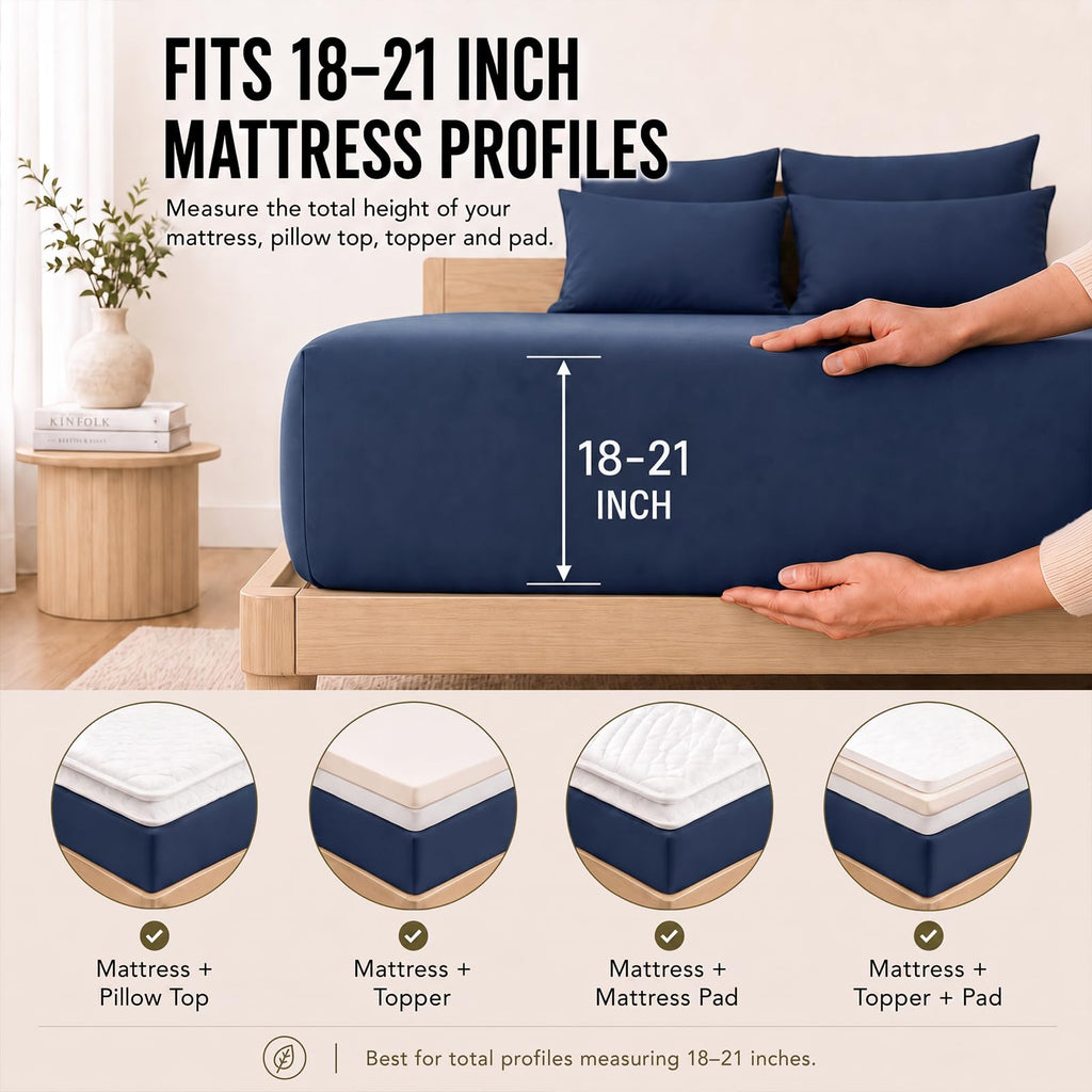 Split King Sheets 7 Piece - 21 Inch Deep Pocket Soft Bed Sheets