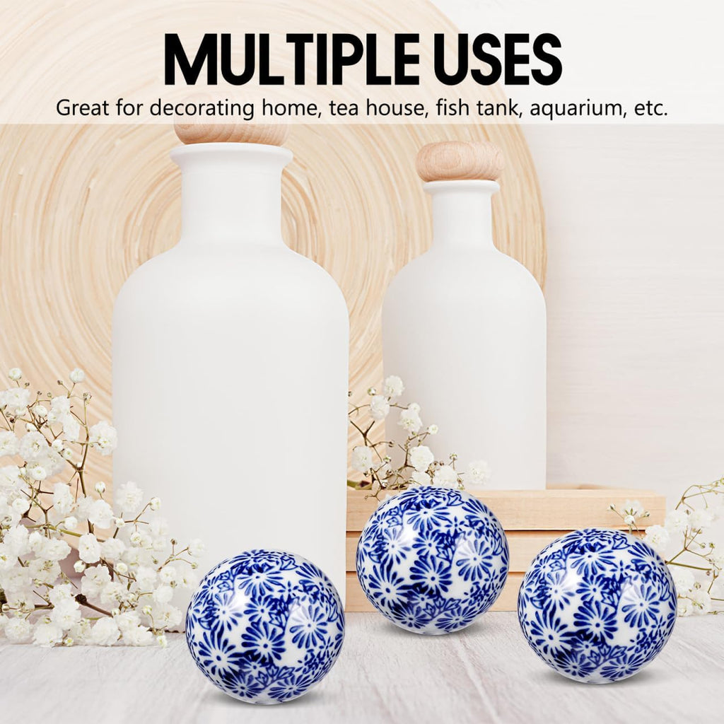 Porcelain Balls Ceramic Balls Decorative Orbs Decorative for Centerpiece Small Spheres Floating for Bowl Vase - Set of 3