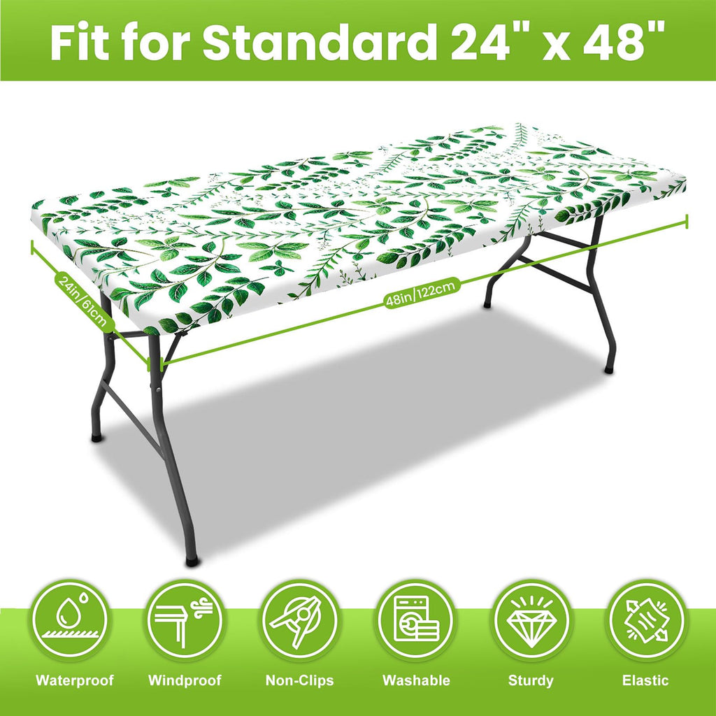 Spandex Printed 4FT Rectangle Table Cloth, Elastic Fitted Table Cover