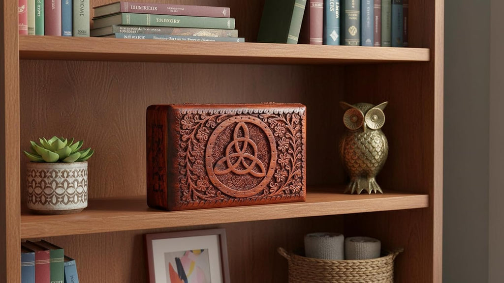 Handmade Wooden Jewelry & Keepsake Box, Decorative Storage Box, 8 x 5 Inch