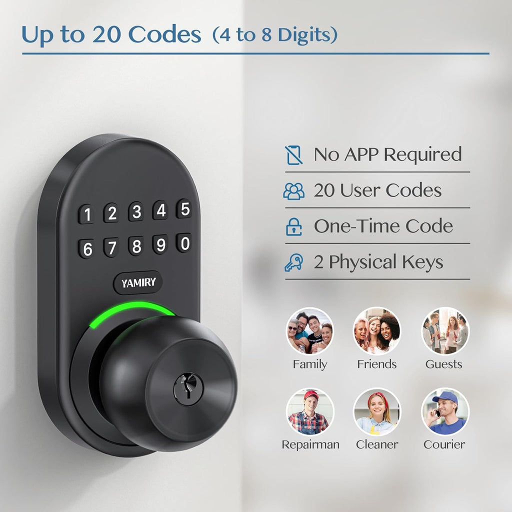 Keypad Smart Door Knob Lock, Keyless Entry Digital Lock with Handle