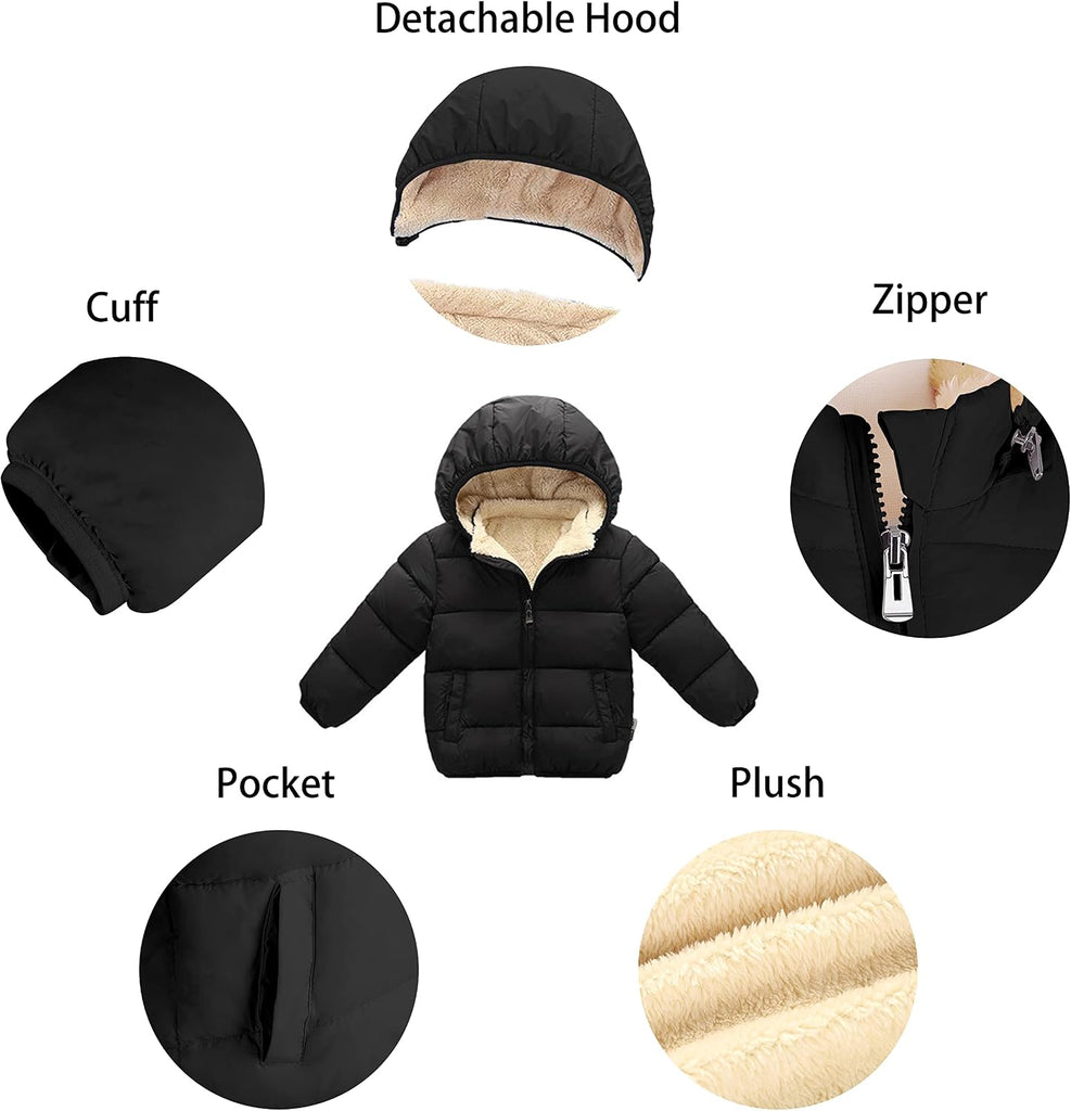 Toddler Boys' Girls' Winter Coat - Baby Kid Hooded Puffer Jacket