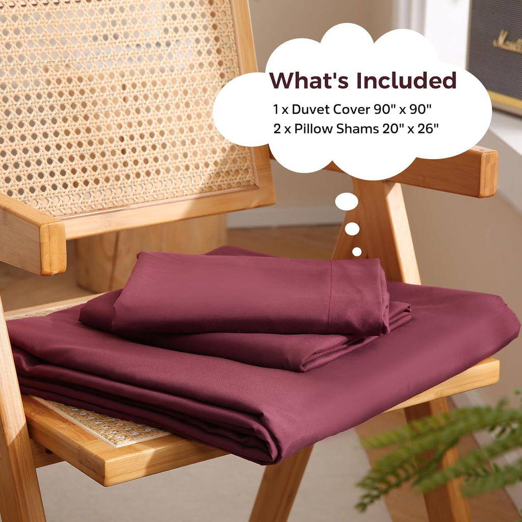 Duvet Cover Set, 3 Piece Duvet Cover with Pillow Shams, Soft Brushed Microfiber Zipper Closure